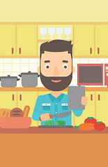 Image showing Man cooking meal.