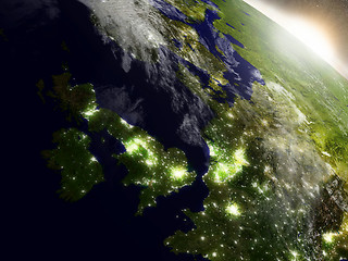 Image showing Sunrise over United Kingdom