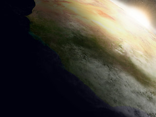 Image showing Sunrise over Liberia, Sierra Leone and Guinea