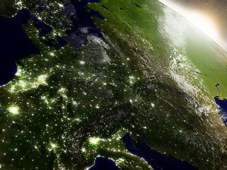 Image showing Sunrise over Central Europe