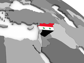 Image showing Syria on globe with flag
