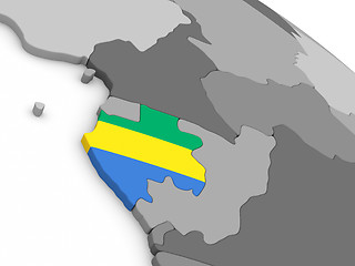 Image showing Gabon on globe with flag