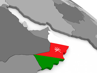 Image showing Oman on globe with flag