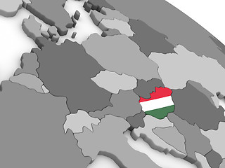 Image showing Hungary on globe with flag