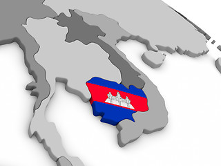 Image showing Cambodia on globe with flag