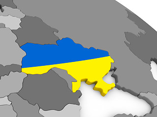 Image showing Ukraine on globe with flag