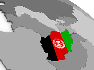 Image showing Afghanistan on globe with flag