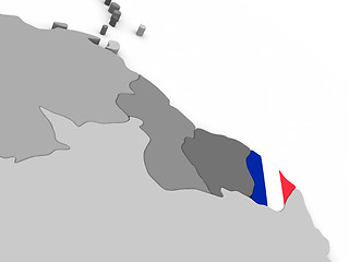 Image showing French Guiana on globe with flag