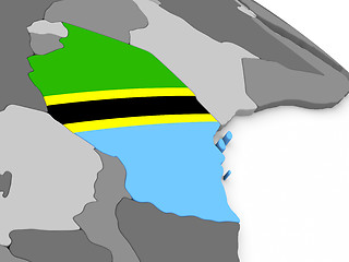 Image showing Tanzania on globe with flag