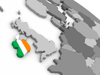 Image showing Ireland on globe with flag