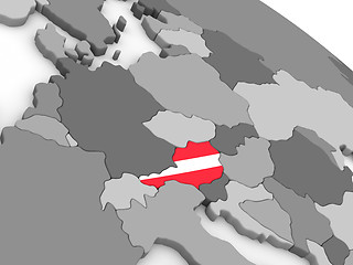 Image showing Austria on globe with flag