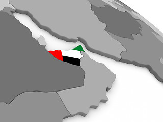 Image showing United Arab Emirates on globe with flag