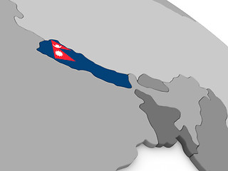 Image showing Nepal on globe with flag