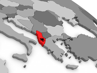 Image showing Albania on globe with flag