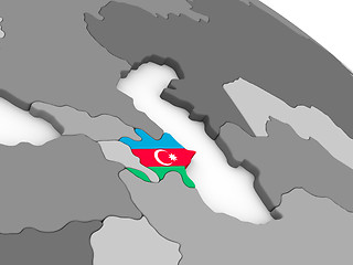 Image showing Azerbaijan on globe with flag