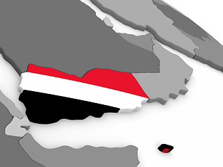 Image showing Yemen on globe with flag