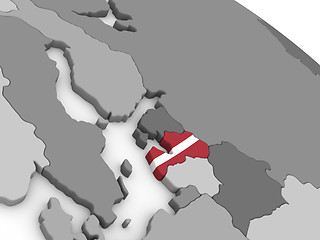 Image showing Latvia on globe with flag