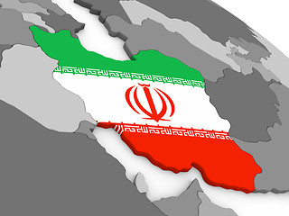 Image showing Iran on globe with flag