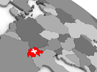 Image showing Switzerland on globe with flag