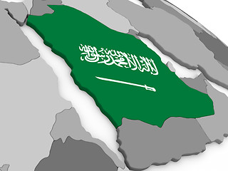 Image showing Saudi Arabia on globe with flag