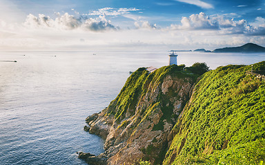 Image showing Hong Kong lighthouse during sunrise