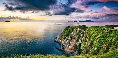 Image showing Hong Kong lighthouse during sunrise