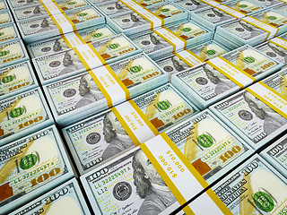 Image showing Background - rows of US dollars bundles