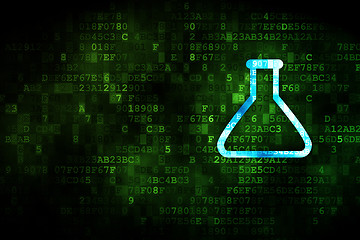 Image showing Science concept: Flask on digital background