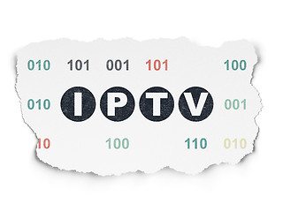 Image showing Web development concept: IPTV on Torn Paper background