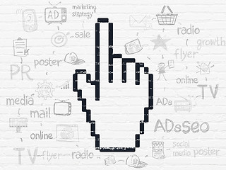 Image showing Marketing concept: Mouse Cursor on wall background