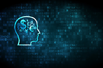 Image showing Education concept: Head With Finance Symbol on digital background