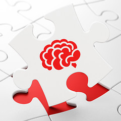 Image showing Health concept: Brain on puzzle background