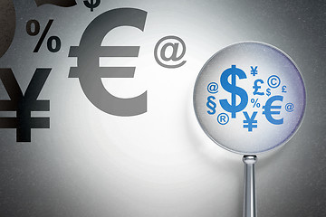 Image showing Finance concept:  Finance Symbol with optical glass on digital background