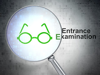 Image showing Learning concept: Glasses and Entrance Examination with optical glass
