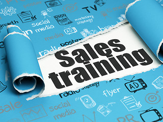 Image showing Marketing concept: black text Sales Training under the piece of  torn paper