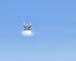 Image showing Flying businessman