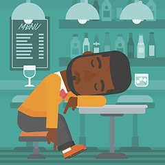 Image showing Man sleeping in bar. 