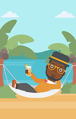 Image showing Man chilling in hammock.