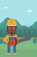 Image showing Lumberjack with chainsaw.