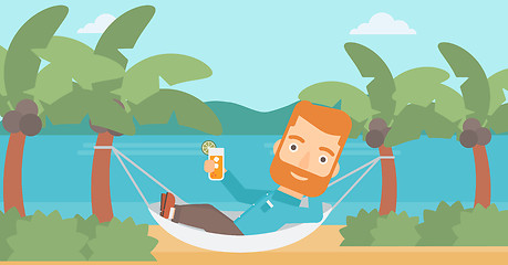 Image showing Man chilling in hammock.