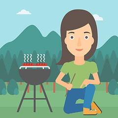 Image showing Woman preparing barbecue.