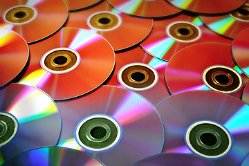 Image showing background of some colorful compact discs