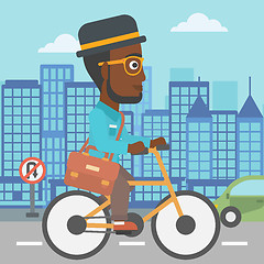 Image showing Man cycling to work.