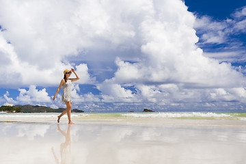 Image showing Walking on the beach