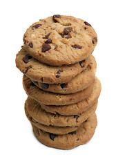 Image showing Stack of chocolate chip cookies