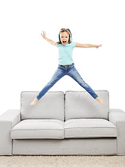 Image showing Happy girl listen music