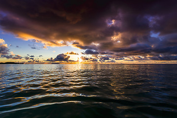 Image showing Sunset colors of Seychelles