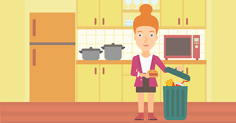 Image showing Woman throwing junk food.