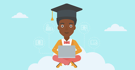 Image showing Graduate sitting on cloud.