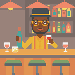 Image showing Bartender standing at the bar counter.